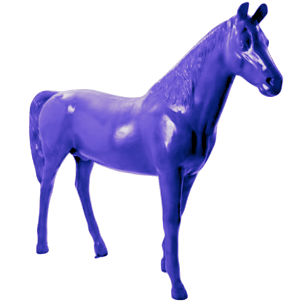 Sculpture Cheval XXL en Résine 210 cm Violet – Swiss Sculpture - Swiss-sculpture.ch