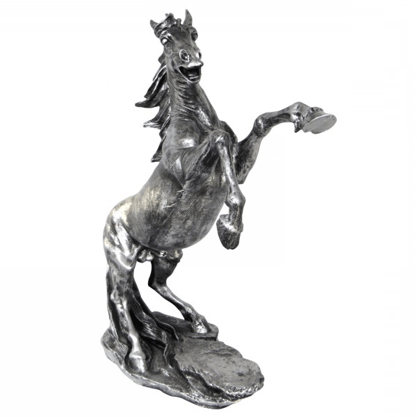 Sculpture Cheval 90 cm en Résine Argenté – Swiss Sculpture - Swiss-sculpture.ch