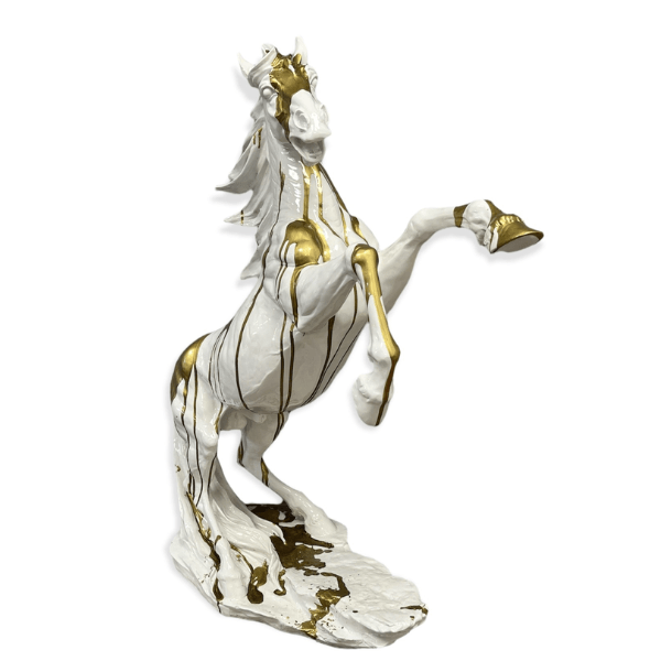 Sculpture Cheval 90 cm en Résine Dorée Brillante – Swiss Sculpture - Swiss-sculpture.ch