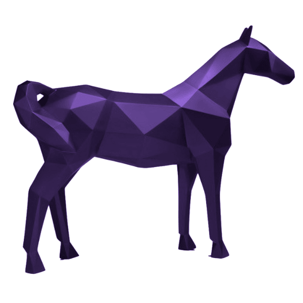 Sculpture Cheval XXL en Résine 210 cm Violet Mat – Swiss Sculpture - Swiss-sculpture.ch