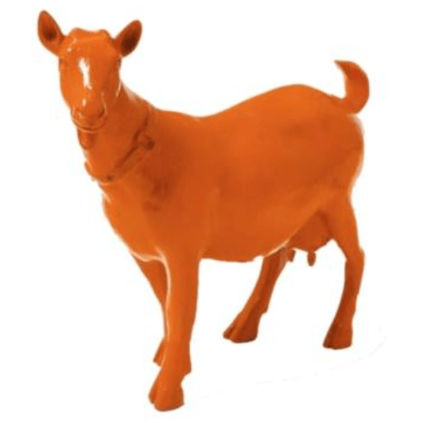 Sculpture Chèvre en Résine 60 cm Orange Brillant – Swiss Sculpture - Swiss-sculpture.ch