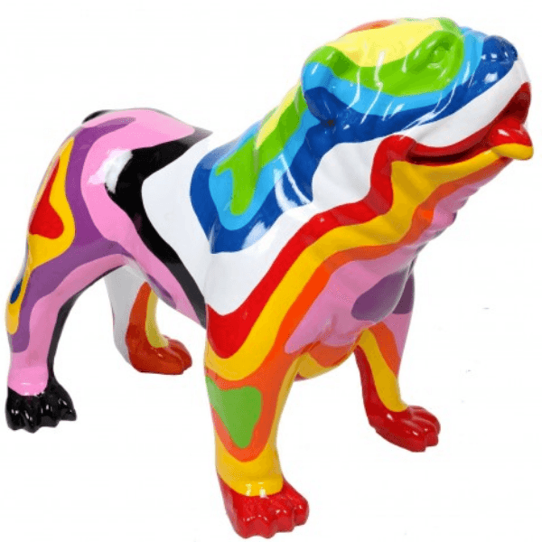 Sculpture Bouledogue Anglais 30 cm en Résine Arc-En-Ciel – Swiss Sculpture - Swiss-sculpture.ch