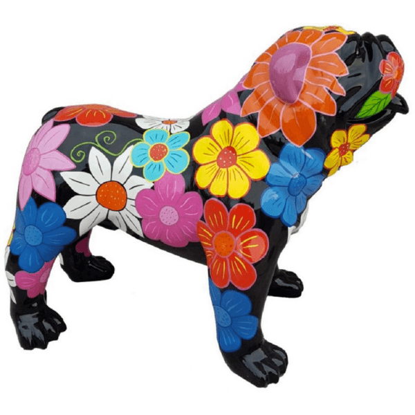 Sculpture Chien Bouledogue Anglais 30 cm Résine Multicolore – Swiss Sculpture - Swiss-sculpture.ch