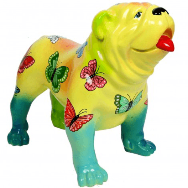 Sculpture Bouledogue Anglais 30 cm en Résine Colorée Brillante – Swiss Sculpture - Swiss-sculpture.ch