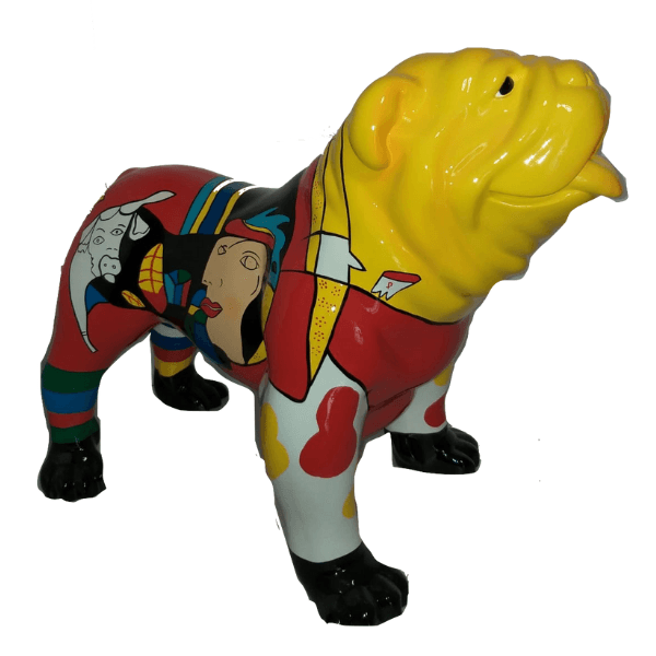 Sculpture Bouledogue Anglais 30 cm en Résine Multicolore – Swiss Sculpture - Swiss-sculpture.ch