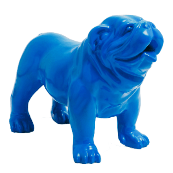 Sculpture Bouledogue Anglais 60 cm en Résine Bleu Ciel – Swiss Sculpture - Swiss-sculpture.ch