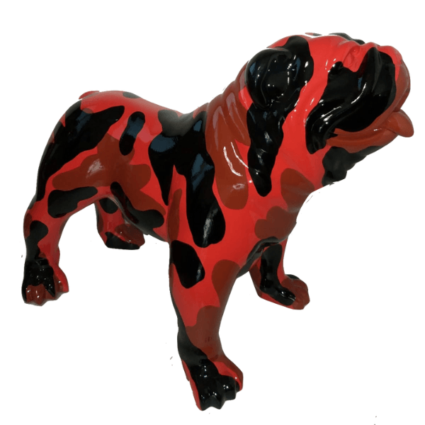 Sculpture Bouledogue Anglais 60 cm Résine Noir Rouge – Swiss Sculpture - Swiss-sculpture.ch