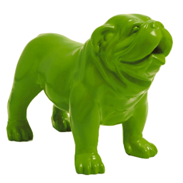 Sculpture Bouledogue Anglais 60 cm en Résine Vert Pomme – Swiss Sculpture - Swiss-sculpture.ch