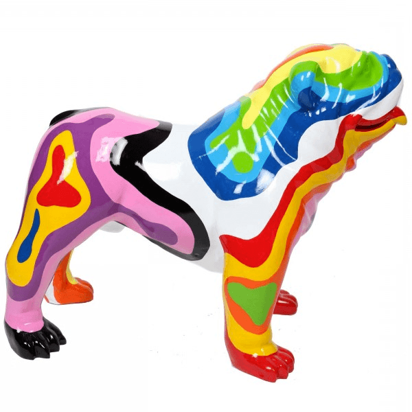 Sculpture Bouledogue Anglais 90 cm en Résine Arc-En-Ciel – Swiss Sculpture - Swiss-sculpture.ch