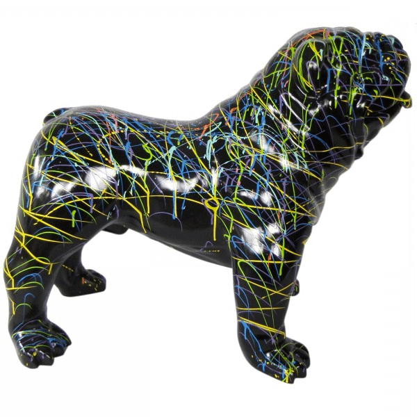 Sculpture Bouledogue Anglais 90 cm en Résine Noir Graffiti – Swiss Sculpture - Swiss-sculpture.ch
