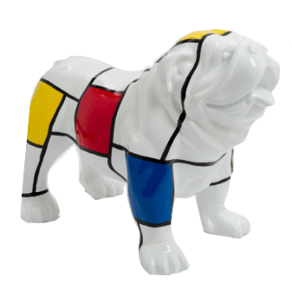 Sculpture Chien Bouledogue Anglais 90 cm Résine Multicolore – Swiss Sculpture - Swiss-sculpture.ch