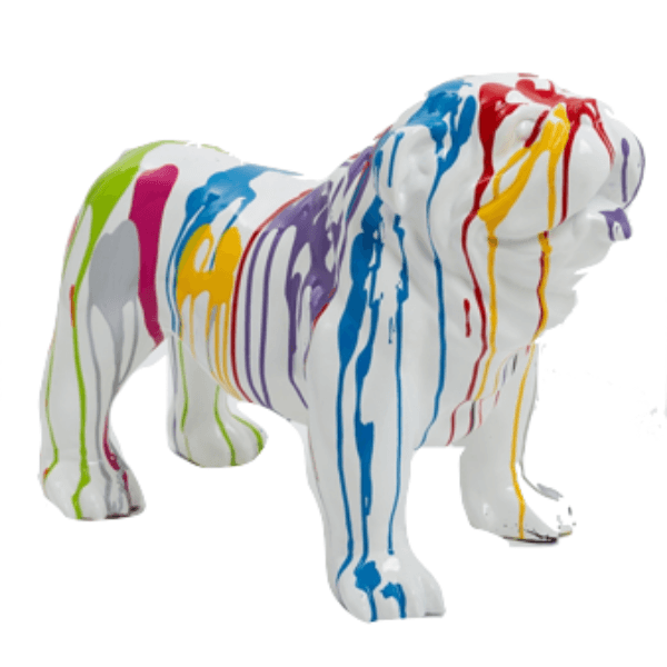 Sculpture Bouledogue Anglais 90 cm en Résine Multicolore – Swiss Sculpture - Swiss-sculpture.ch