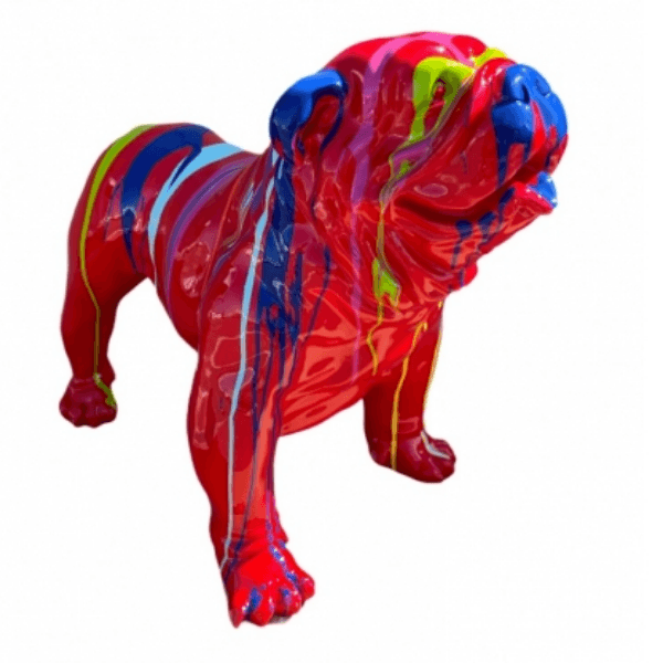 Sculpture Bouledogue Anglais 90 cm en Résine Multicolore – Swiss Sculpture - Swiss-sculpture.ch