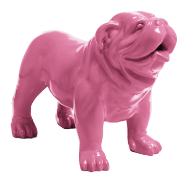 Sculpture Bouledogue Anglais 90 cm Résine Rose Clair – Swiss Sculpture - Swiss-sculpture.ch
