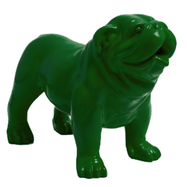 Sculpture Bouledogue Anglais en Résine 90 cm Vert – Swiss Sculpture - Swiss-sculpture.ch
