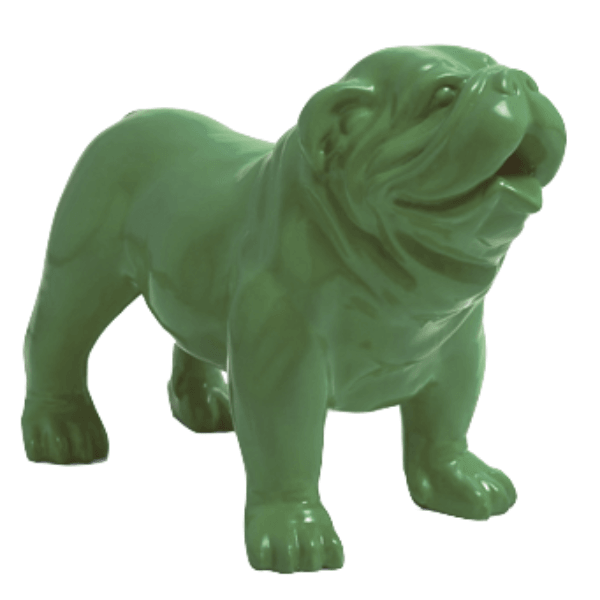 Sculpture Bouledogue Anglais 90 cm Résine Vert Kaki – Swiss Sculpture - Swiss-sculpture.ch