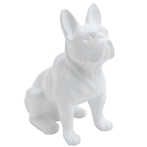 Sculpture Bouledogue Français 30 cm Résine Blanche Mate – Swiss Sculpture - Swiss-sculpture.ch