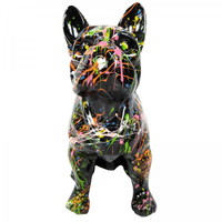 Sculpture Bouledogue Français 30 cm Résine Blanc Graffiti – Swiss Sculpture - Swiss-sculpture.ch