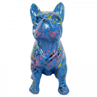 Sculpture Bouledogue Français 30 cm en Résine Bleu Graffiti – Swiss Sculpture - Swiss-sculpture.ch