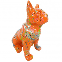 Sculpture Bouledogue Français 30 cm en Résine Orange Graffiti – Swiss Sculpture - Swiss-sculpture.ch
