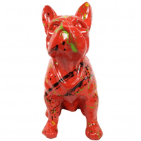Sculpture Bouledogue Français 30 cm en Résine Rouge Graffiti – Swiss Sculpture - Swiss-sculpture.ch