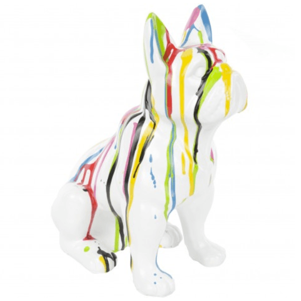 Sculpture Bouledogue Français 30 cm en Résine Multicolore – Swiss Sculpture - Swiss-sculpture.ch