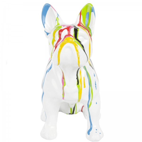 Sculpture Bouledogue Français 30 cm en Résine Multicolore – Swiss Sculpture - Swiss-sculpture.ch