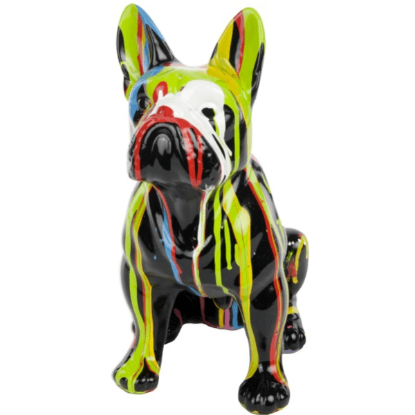 Sculpture Bouledogue Français 30 cm en Résine Multicolore – Swiss Sculpture - Swiss-sculpture.ch