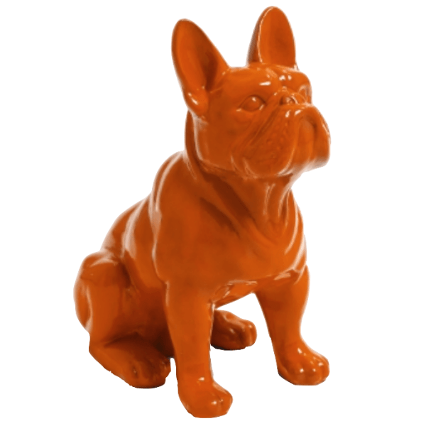 Sculpture Bouledogue Français 30 cm Résine Orange – Swiss Sculpture - Swiss-sculpture.ch