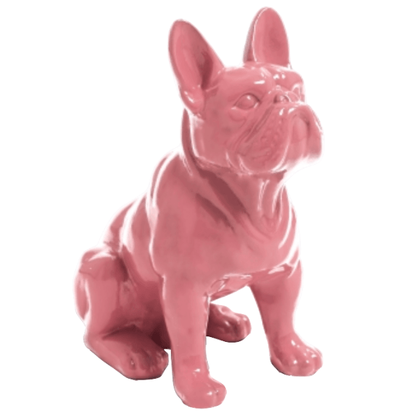Sculpture Bouledogue Français 30 cm en Résine Rose Clair – Swiss Sculpture - Swiss-sculpture.ch