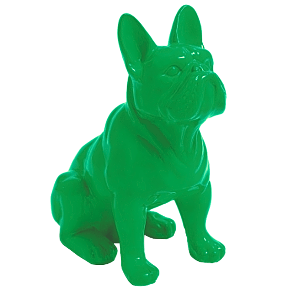 Sculpture Bouledogue Français 30 cm Résine Vert Pomme – Swiss Sculpture - Swiss-sculpture.ch