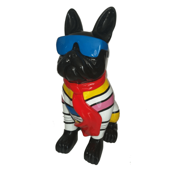 Sculpture Bouledogue Français 35 cm en Résine Multicolore – Swiss Sculpture - Swiss-sculpture.ch