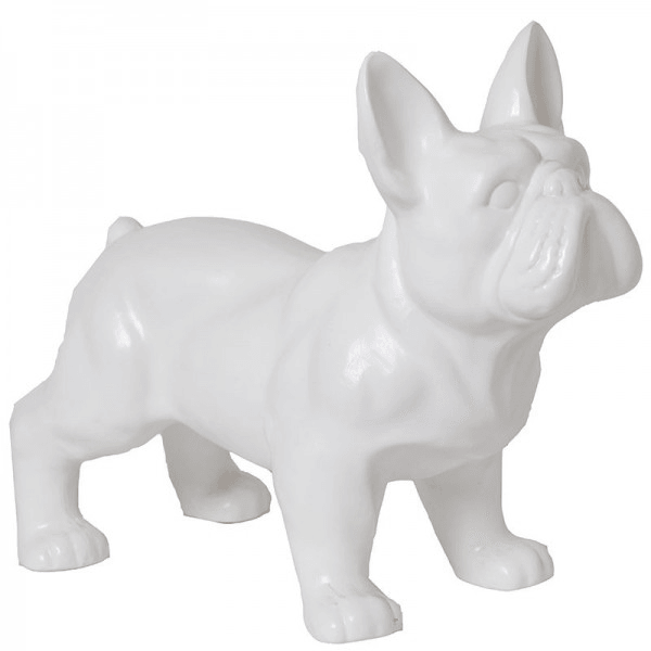 Sculpture Bouledogue Français 45 cm Résine Blanche Mate – Swiss Sculpture - Swiss-sculpture.ch