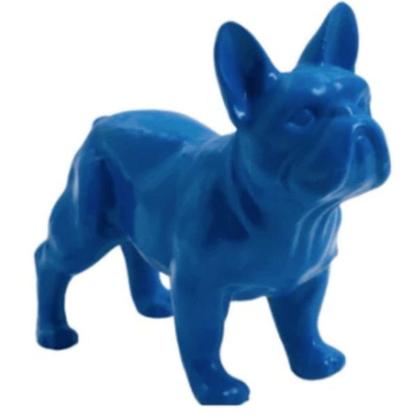 Sculpture Bouledogue Français 45 cm en Résine Bleue – Swiss Sculpture - Swiss-sculpture.ch