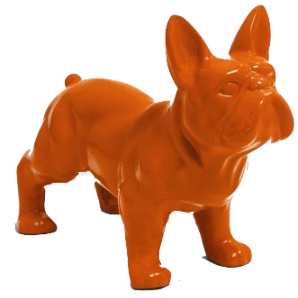 Sculpture Bouledogue Français 45 cm en Résine Orange – Swiss Sculpture - Swiss-sculpture.ch