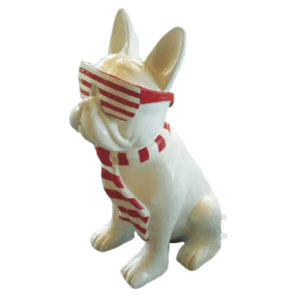 Sculpture Bouledogue Français 80 cm Résine Rouge Marin – Swiss Sculpture - Swiss-sculpture.ch