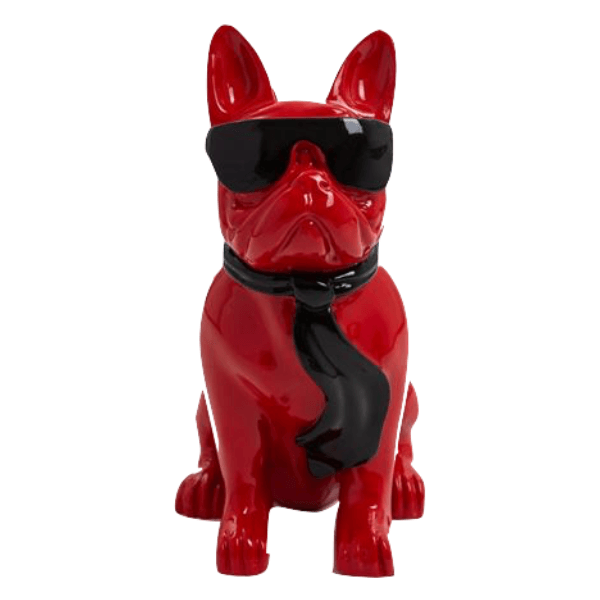 Sculpture Bouledogue Français 80 cm Résine Noir et Rouge – Swiss Sculpture - Swiss-sculpture.ch