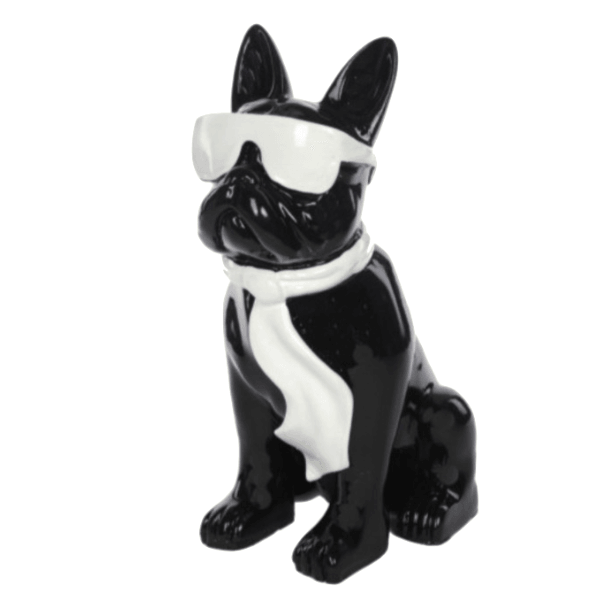Sculpture Bouledogue Français 80 cm en Résine Noir et Blanc – Swiss Sculpture - Swiss-sculpture.ch