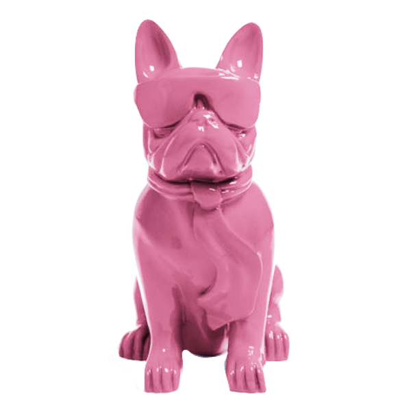 Sculpture Bouledogue Français 80 cm Résine Rose Clair – Swiss Sculpture - Swiss-sculpture.ch
