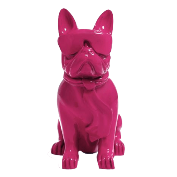 Sculpture Bouledogue Français 80 cm Résine Rose Fuchsia – Swiss Sculpture - Swiss-sculpture.ch