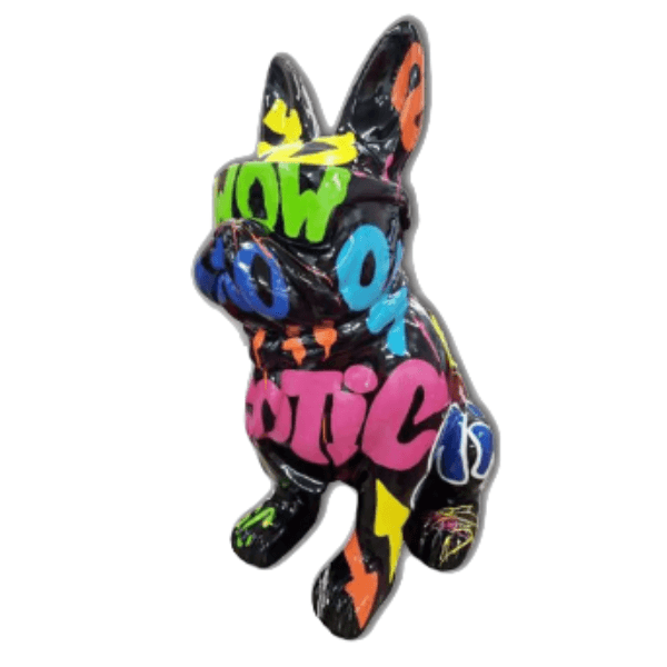 Sculpture Bouledogue Français en Résine 80 cm Multicolore – Swiss Sculpture - Swiss-sculpture.ch