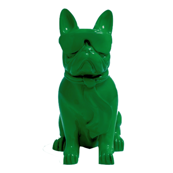 Sculpture Bouledogue Français 80 cm Résine Vert – Swiss Sculpture - Swiss-sculpture.ch