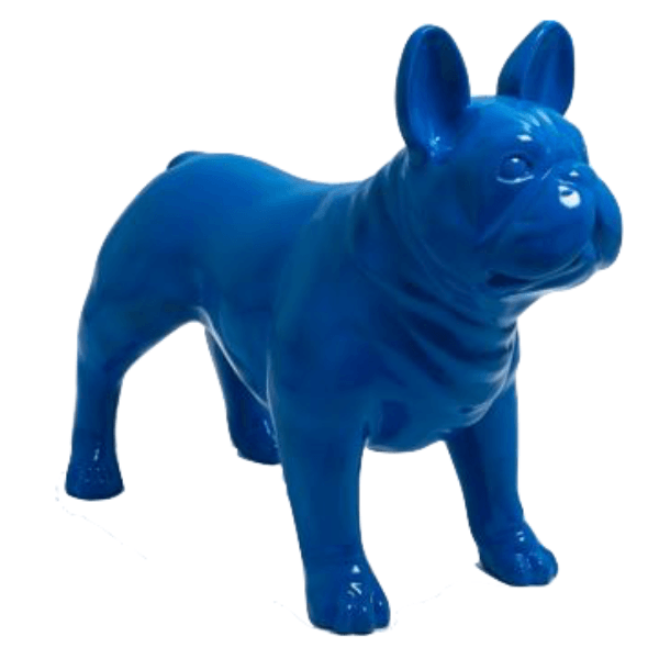 Sculpture Bouledogue Français 90 cm Résine Bleu Nuit – Swiss Sculpture - Swiss-sculpture.ch