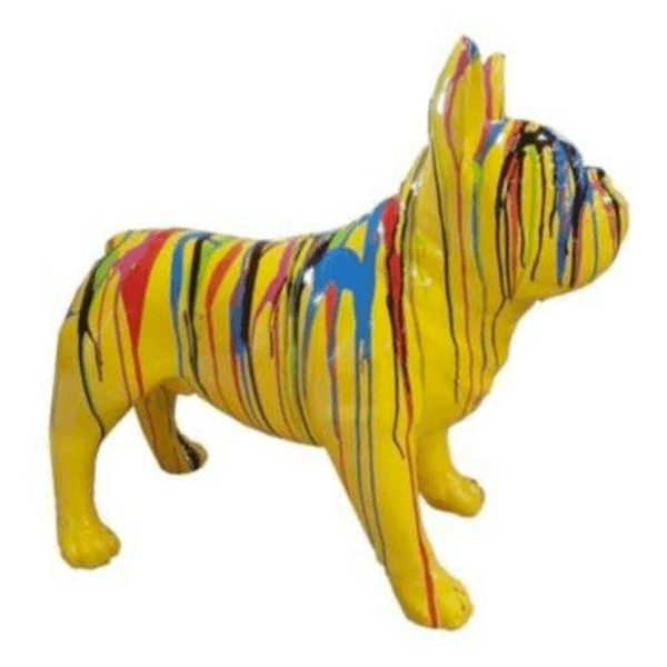 Sculpture Bouledogue Français 90 cm Résine Jaune Mat – Swiss Sculpture - Swiss-sculpture.ch