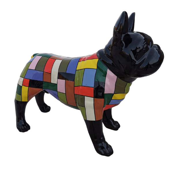 Sculpture Bouledogue Français 90 cm Résine Noir et Or – Swiss Sculpture - Swiss-sculpture.ch