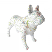 Sculpture Bouledogue Français 90 cm Résine Blanc Graffiti – Swiss Sculpture - Swiss-sculpture.ch