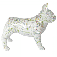 Sculpture Bouledogue Français 90 cm Résine Blanc Graffiti – Swiss Sculpture - Swiss-sculpture.ch