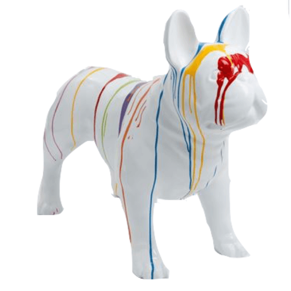 Sculpture Chien Bouledogue Français 90 cm Résine Multicolore – Swiss Sculpture - Swiss-sculpture.ch