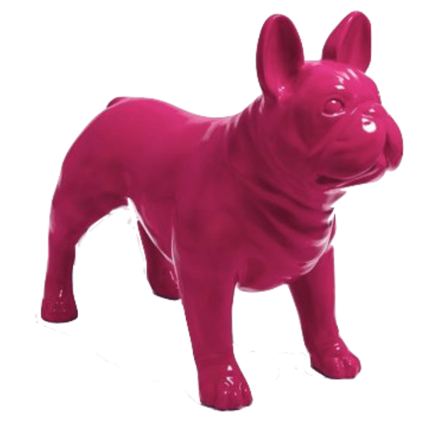 Sculpture Bouledogue Français en Résine 90 cm Rose Fuchsia – Swiss Sculpture - Swiss-sculpture.ch