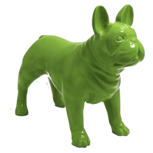 Sculpture Bouledogue Français 90 cm Résine Vert Pomme – Swiss Sculpture - Swiss-sculpture.ch